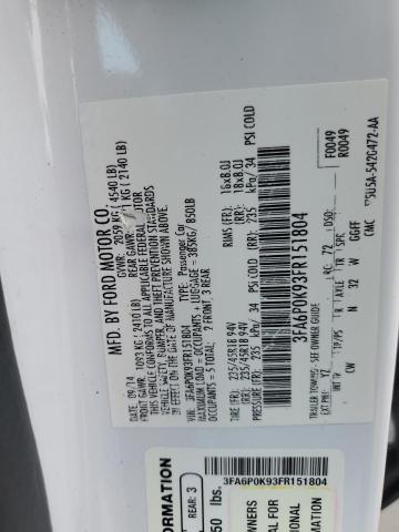 2015 Ford Fusion Titanium VIN: 3FA6P0K93FR151804 Lot: 59484204