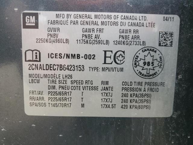 2011 Chevrolet Equinox Lt VIN: 2CNALDEC7B6423153 Lot: 57701144