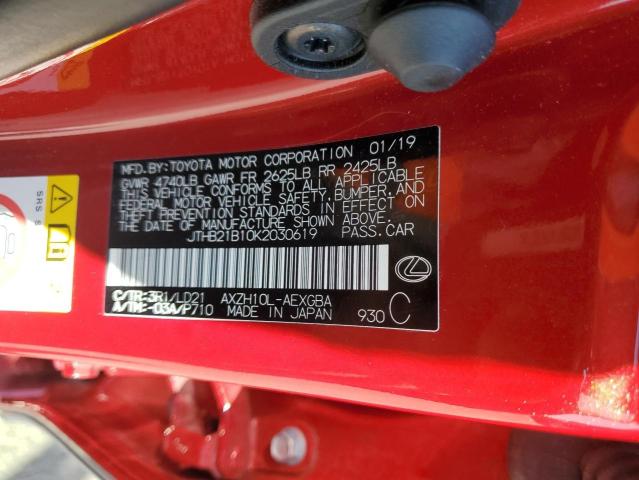 2019 Lexus Es 300H VIN: JTHB21B10K2030619 Lot: 60965044