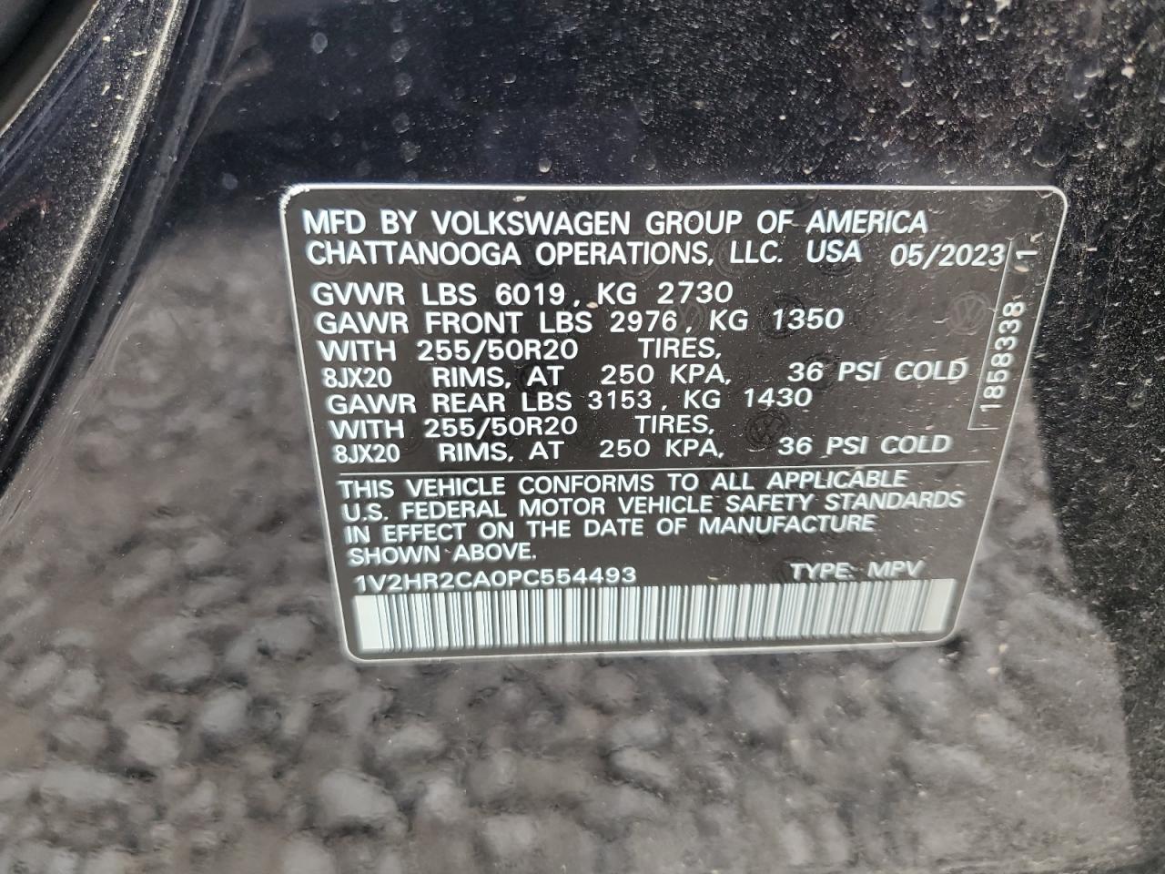 1V2HR2CA0PC554493 2023 Volkswagen Atlas Se