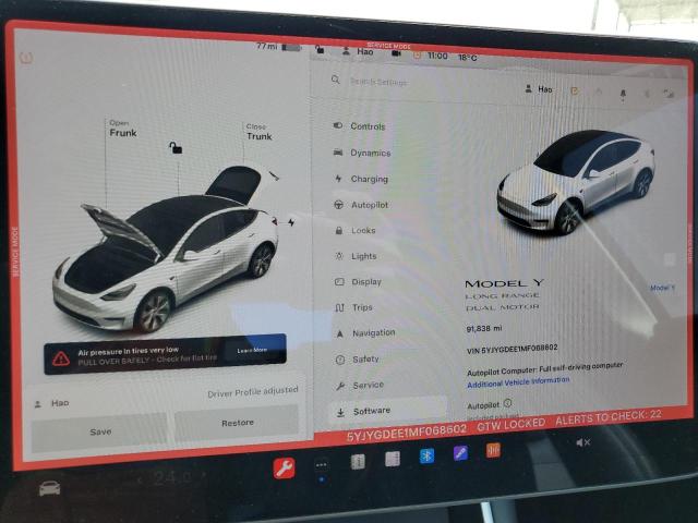 VIN 5YJYGDEE1MF068602 2021 TESLA MODEL Y no.9