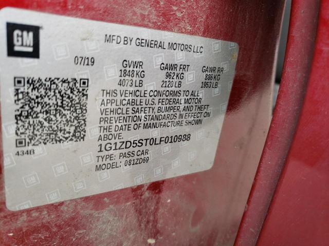 2020 Chevrolet Malibu Lt VIN: 1G1ZD5ST0LF010988 Lot: 60293824