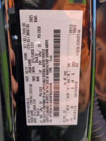 2017 Ford F150 Supercrew VIN: 1FTEW1EGXHFB20008 Lot: 58286544