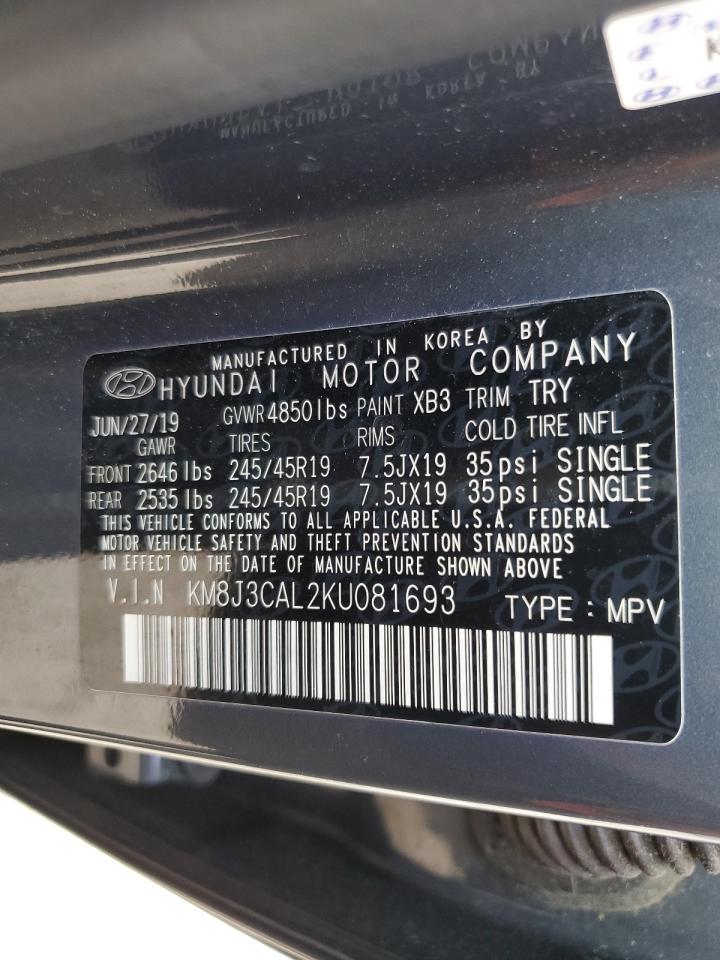 KM8J3CAL2KU081693 2019 Hyundai Tucson Limited