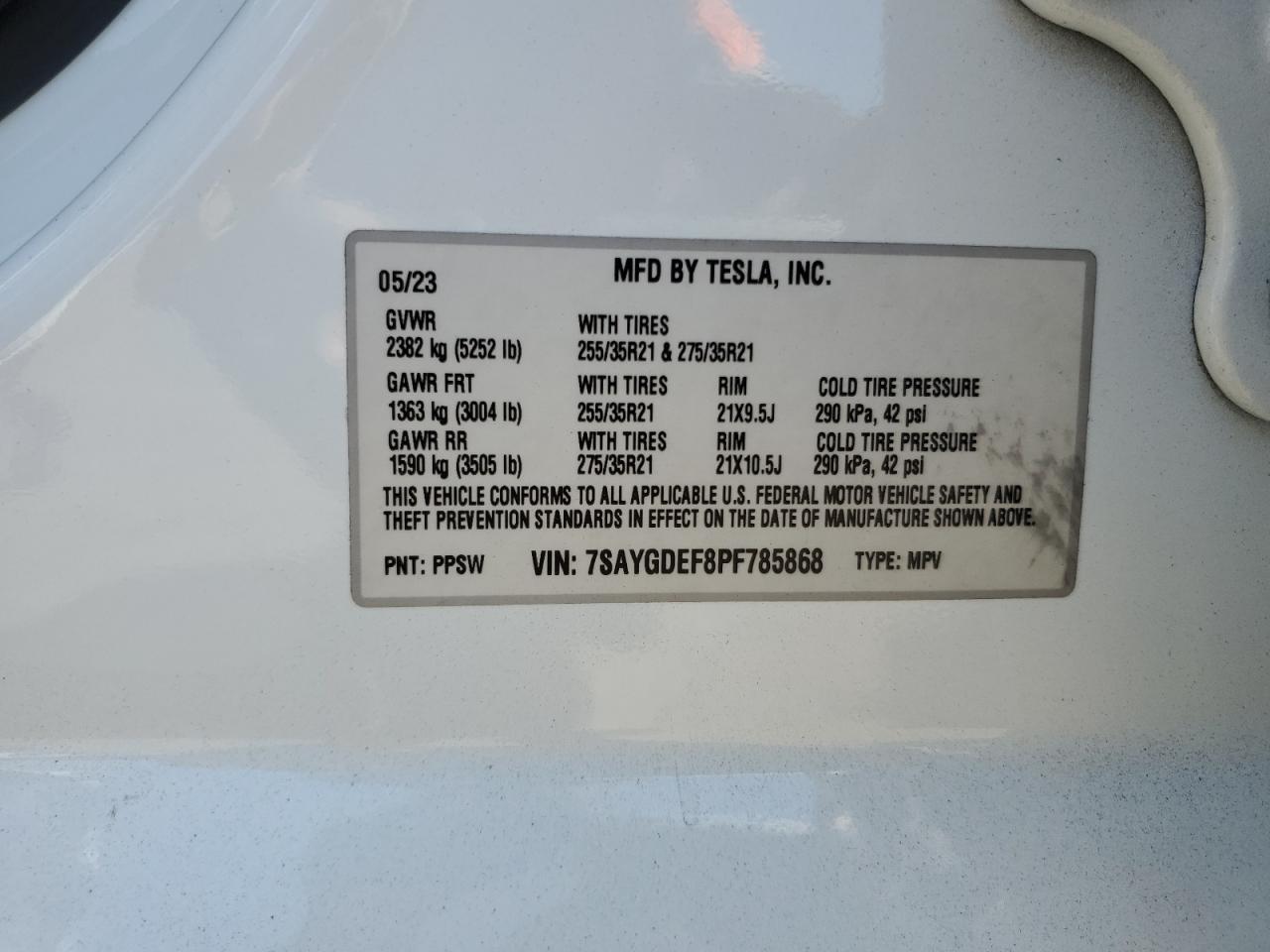 7SAYGDEF8PF785868 2023 Tesla Model Y