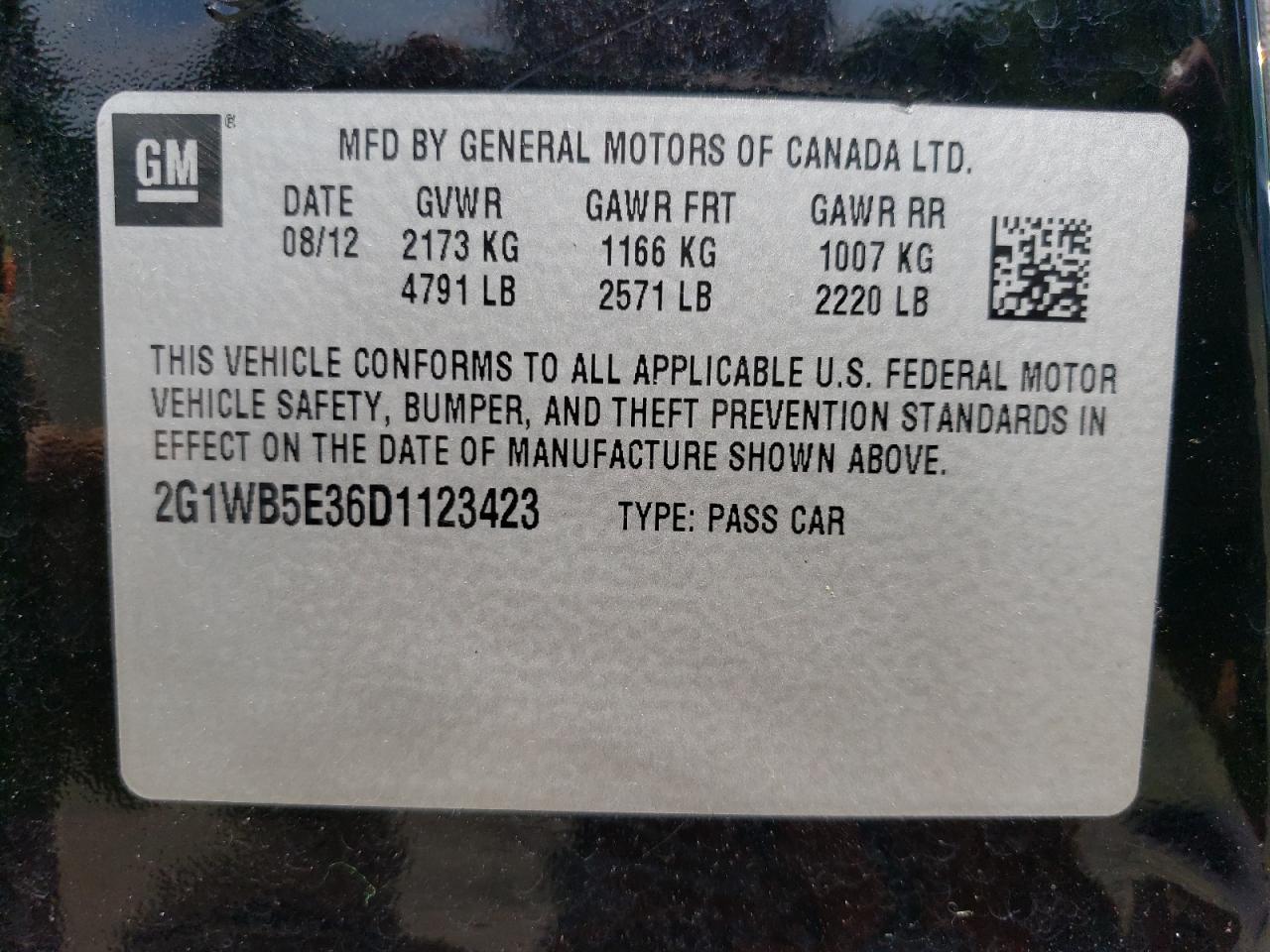 2G1WB5E36D1123423 2013 Chevrolet Impala Lt
