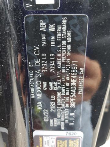 2022 Kia Forte Gt Line VIN: 3KPF54AD3NE468971 Lot: 59483454