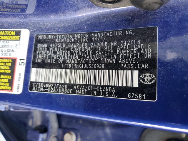 VIN 4T1B11HK4JU550938 2018 Toyota Camry, L no.12