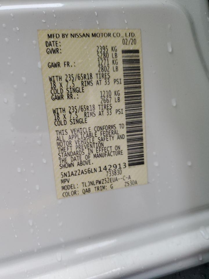 5N1AZ2AS6LN142913 2020 Nissan Murano S