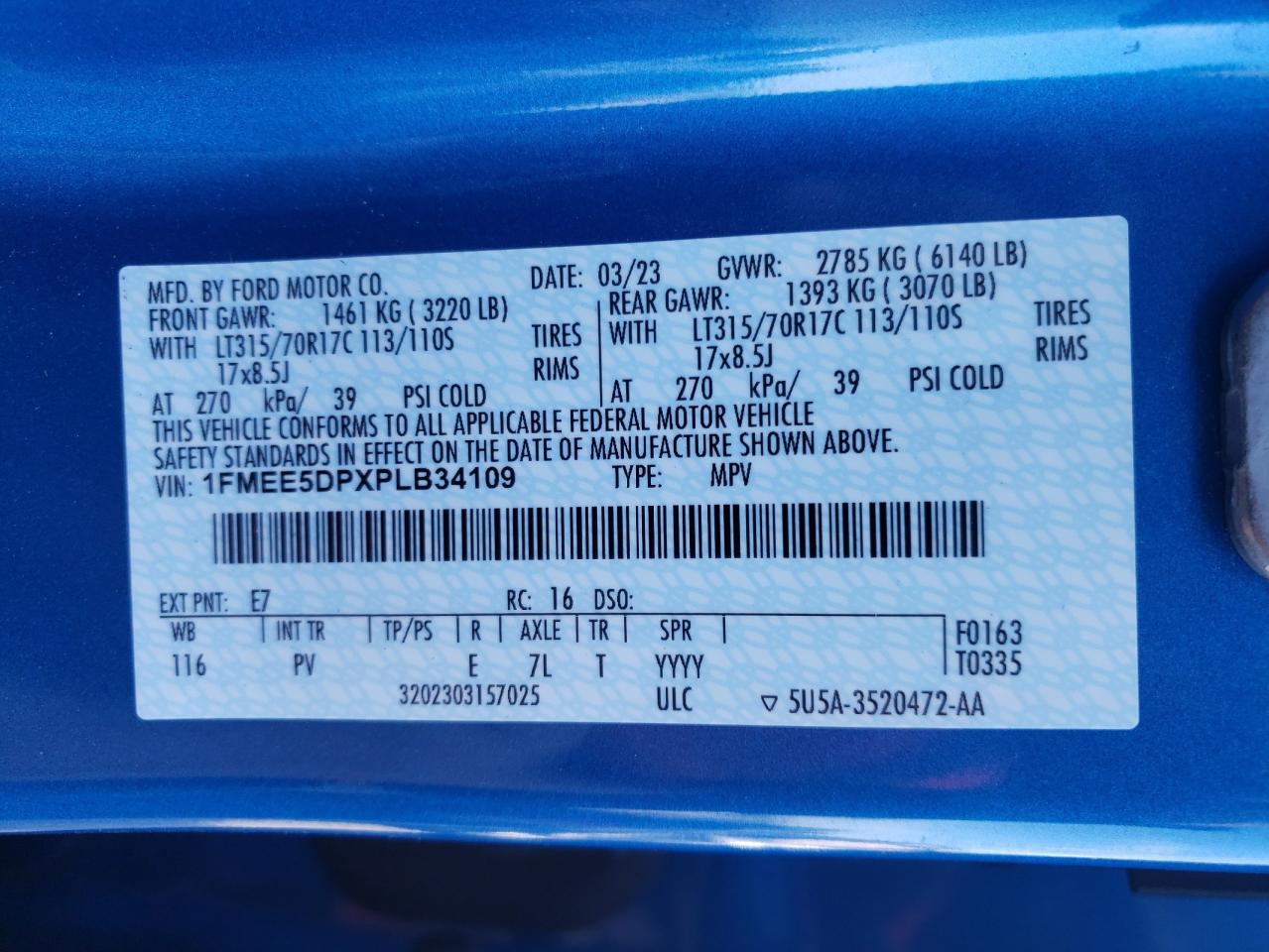 1FMEE5DPXPLB34109 2023 Ford Bronco Base