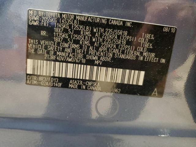 2010 Toyota Rav4 Sport VIN: 2T3RF4DV7AW076718 Lot: 60223614