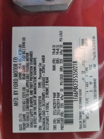 2015 Ford Mustang Gt VIN: 1FA6P8CF2F5350218 Lot: 58054244