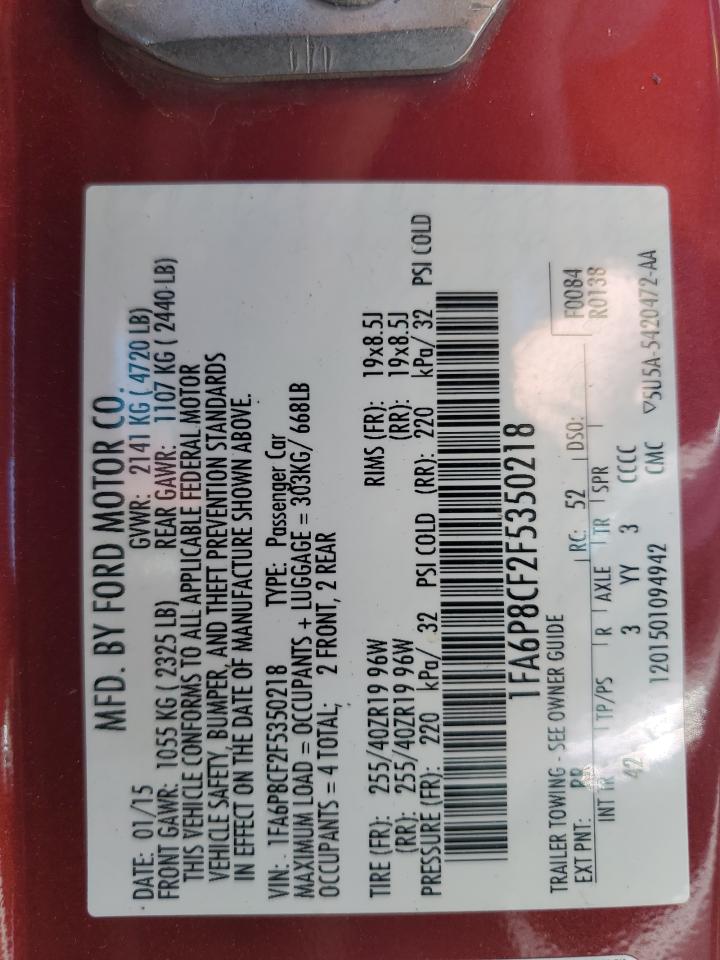 1FA6P8CF2F5350218 2015 Ford Mustang Gt