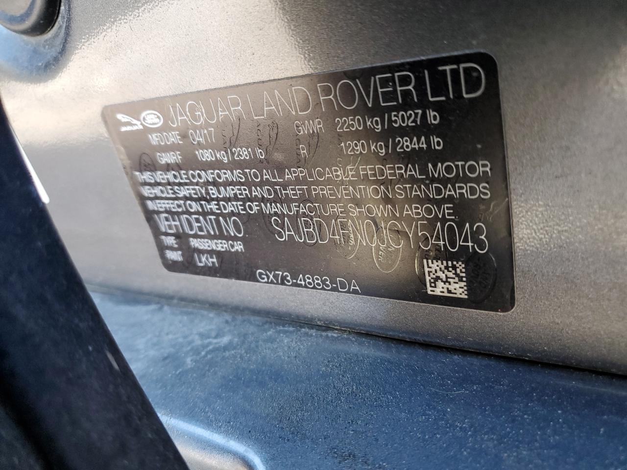 SAJBD4FN0JCY54043 2018 Jaguar Xf Premium