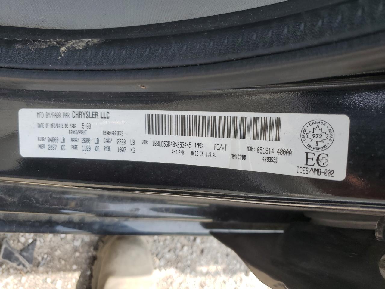 1B3LC56R48N283445 2008 Dodge Avenger Sxt