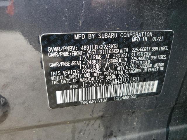 2021 Subaru Forester Premium VIN: JF2SKAJC5MH492180 Lot: 59504824