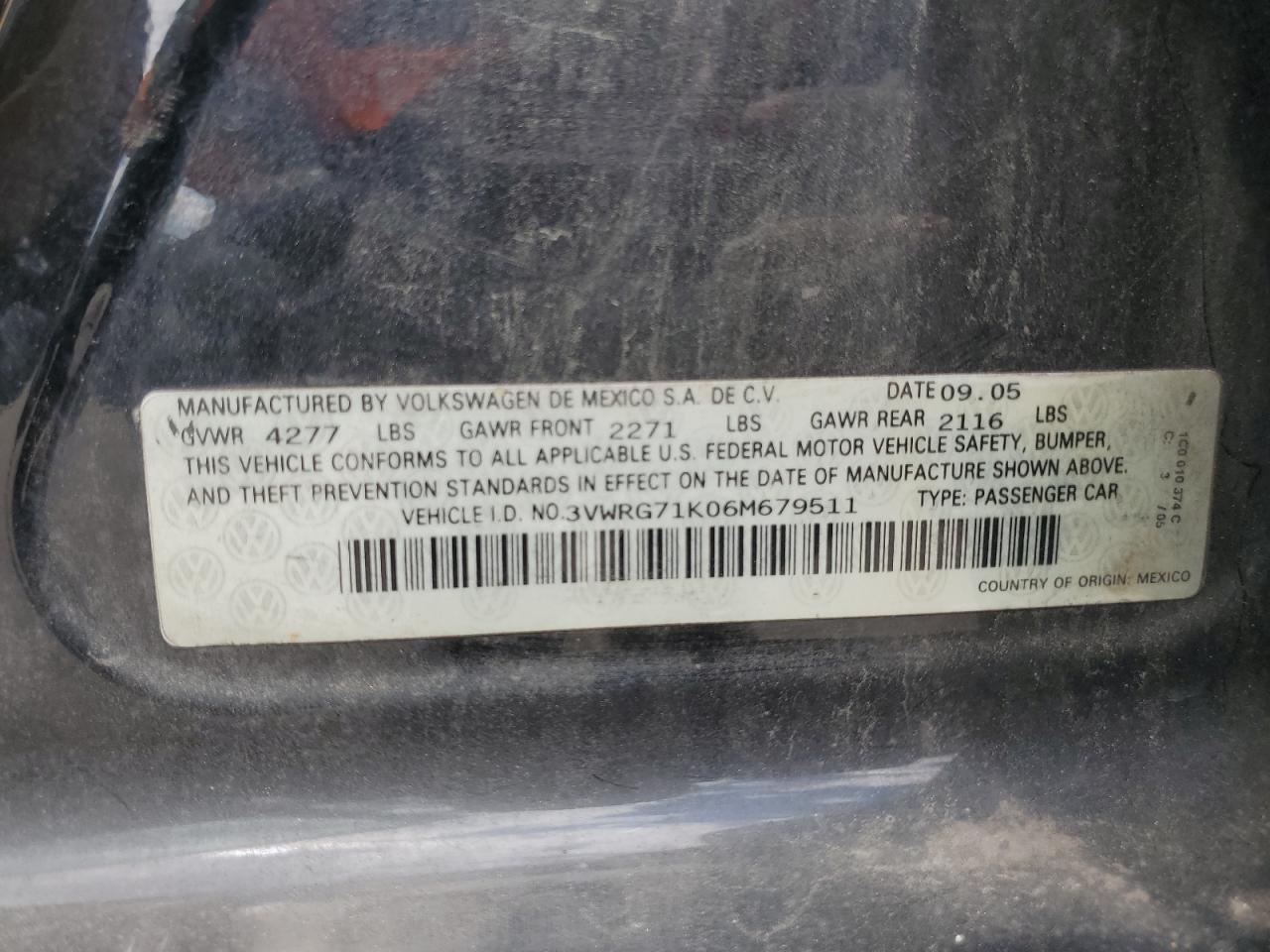 3VWRG71K06M679511 2006 Volkswagen Jetta 2.5