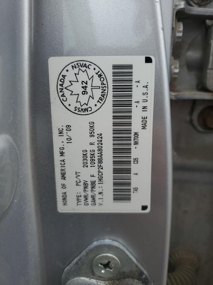 1HGCP2F88AA802424 2010 Honda Accord Exl