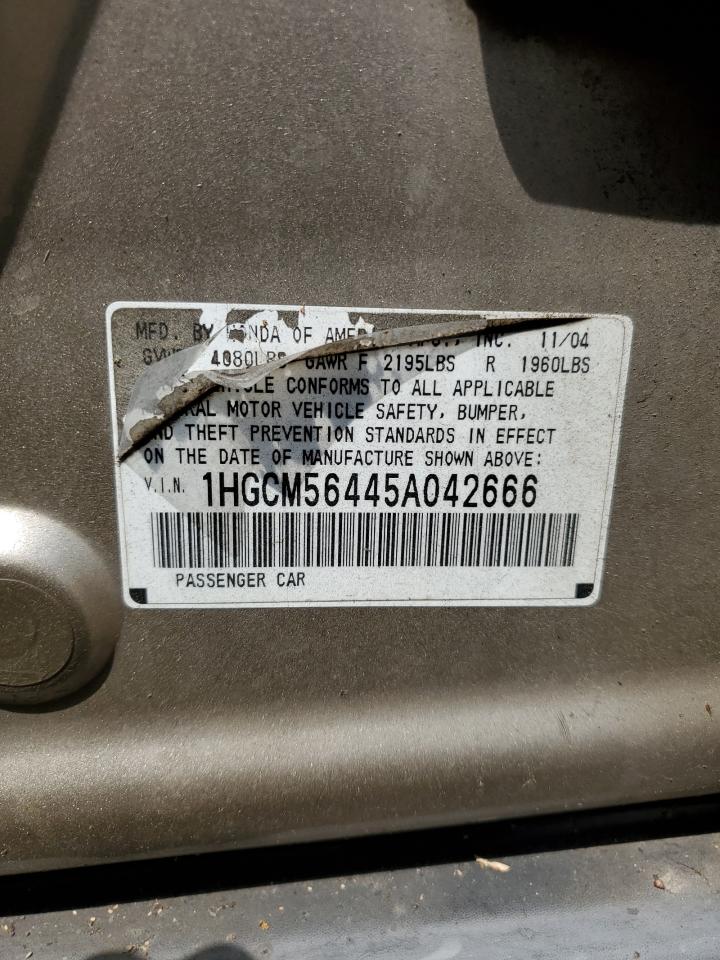 1HGCM56445A042666 2005 Honda Accord Lx