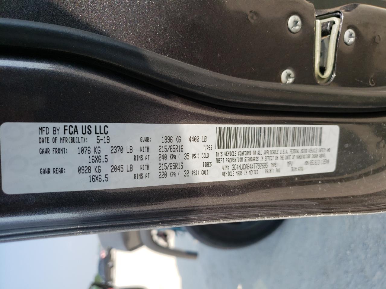 3C4NJCAB4KT792695 2019 Jeep Compass Sport