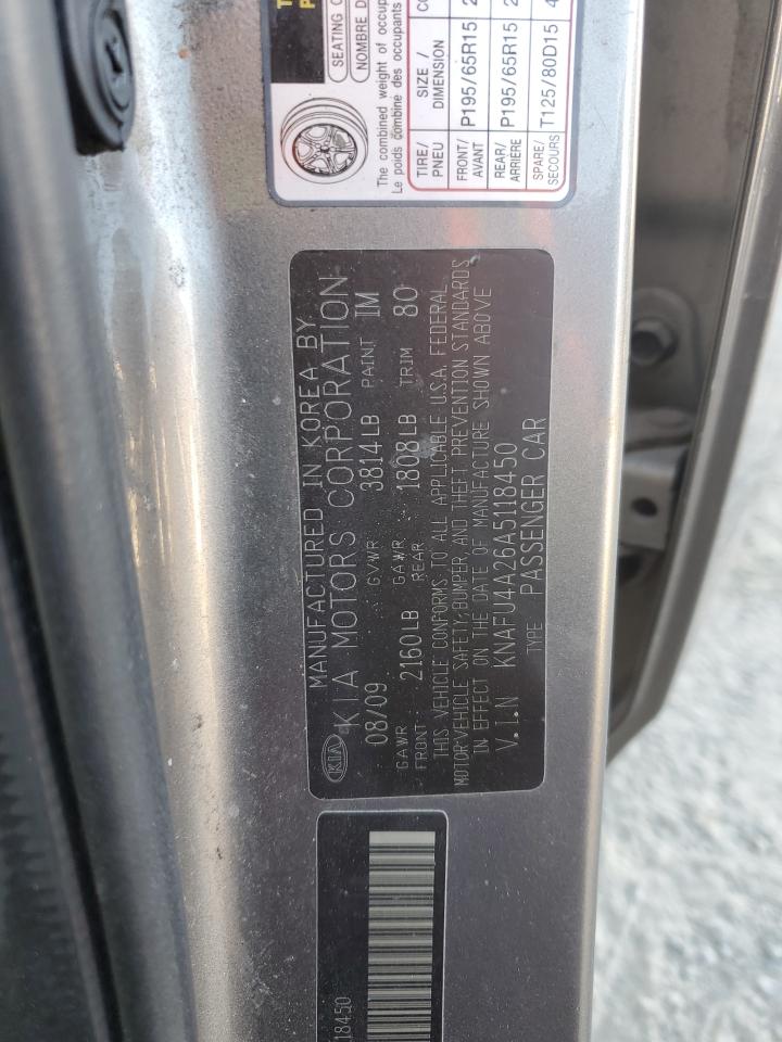 KNAFU4A26A5118450 2010 Kia Forte Ex