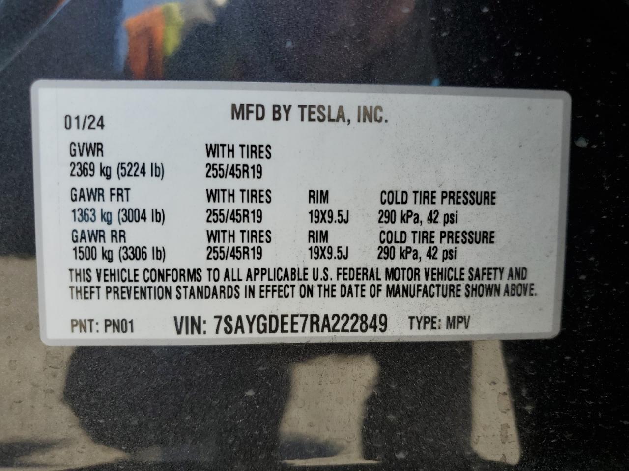 7SAYGDEE7RA222849 2024 Tesla Model Y