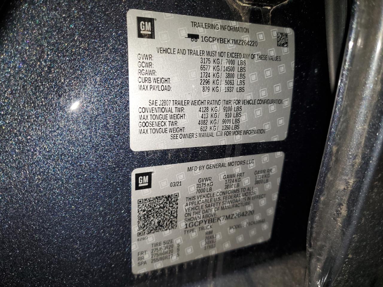 1GCPYBEK7MZ264220 2021 Chevrolet Silverado K1500 Custom