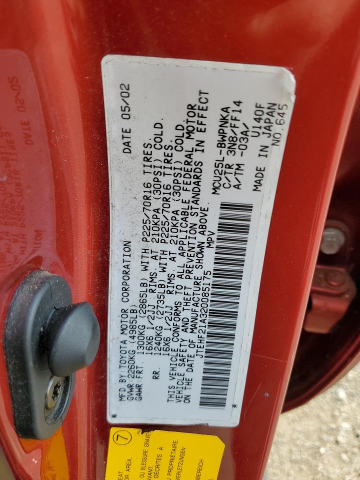 JTEHF21A320085175 2002 Toyota Highlander Limited