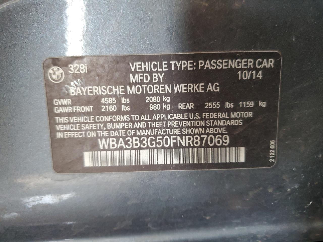 WBA3B3G50FNR87069 2015 BMW 328 Xi