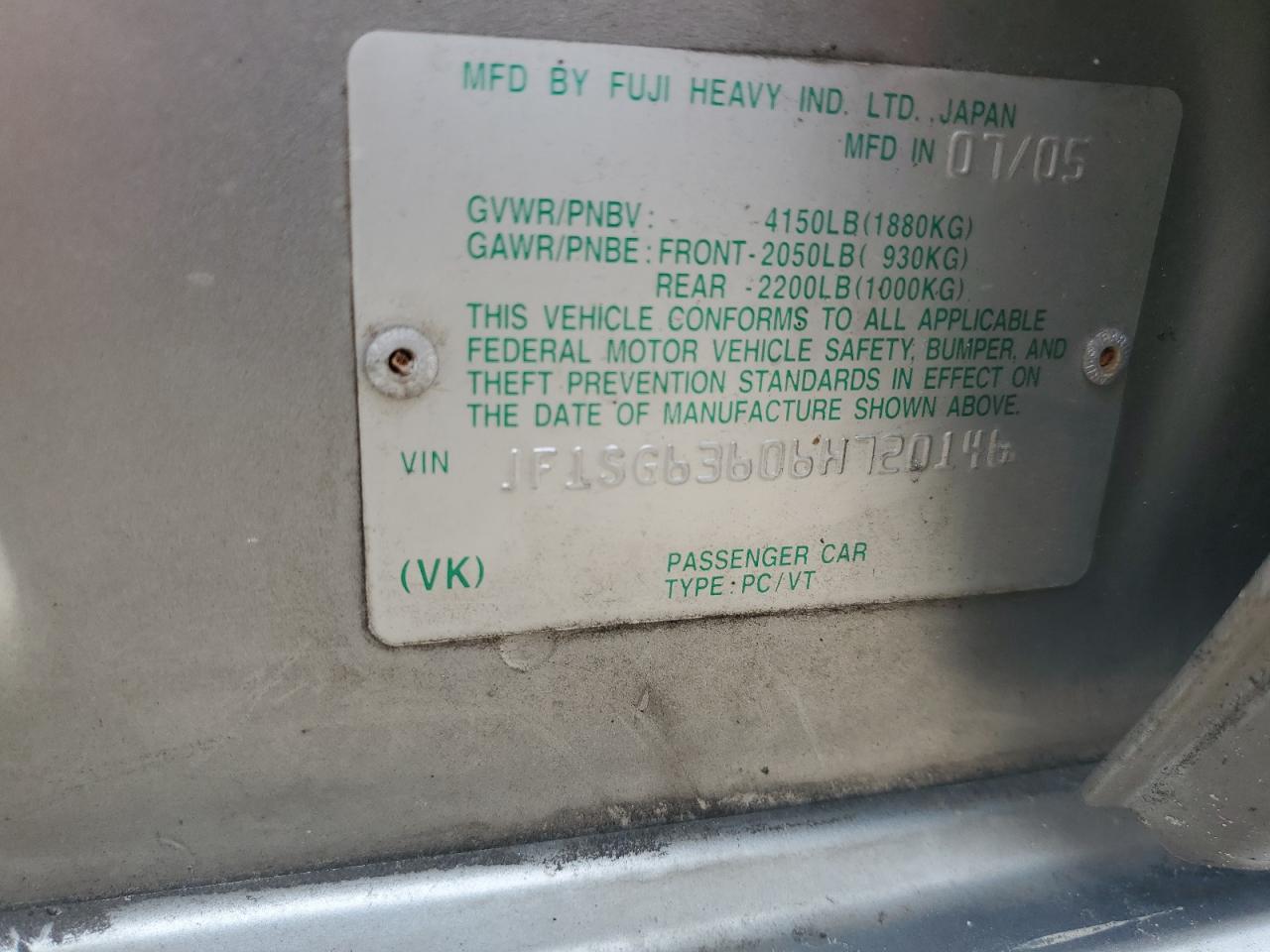 JF1SG63606H720146 2006 Subaru Forester 2.5X