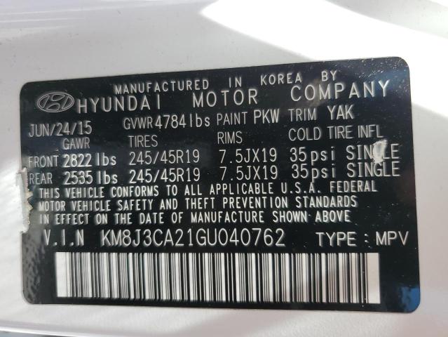 2016 Hyundai Tucson Limited VIN: KM8J3CA21GU040762 Lot: 59672224