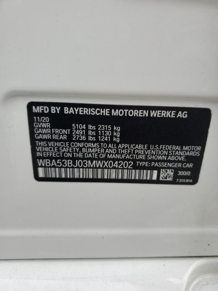 WBA53BJ03MWX04202 2021 BMW 540 I