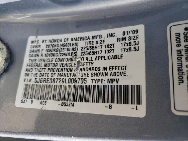 2009 Honda Cr-V Exl VIN: 5J6RE38729L009705 Lot: 58627544