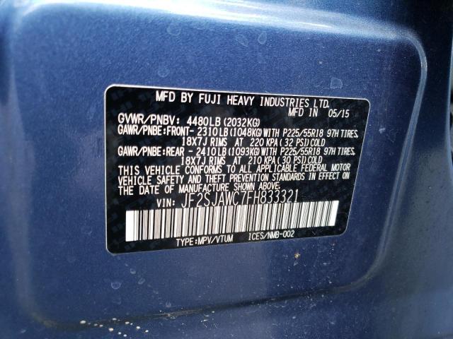 2015 Subaru Forester 2.5I Touring VIN: JF2SJAWC7FH833321 Lot: 60822744