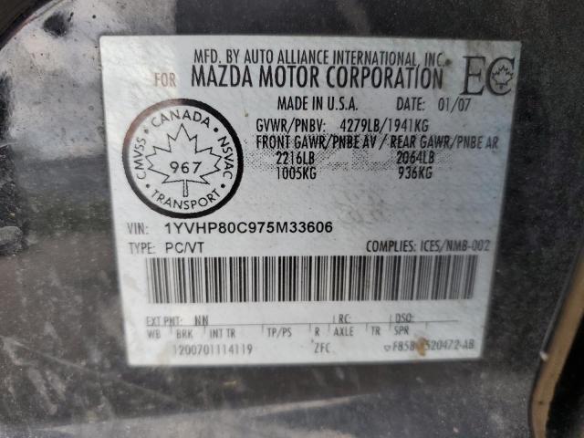 2007 Mazda 6 I VIN: 1YVHP80C975M33606 Lot: 57741824