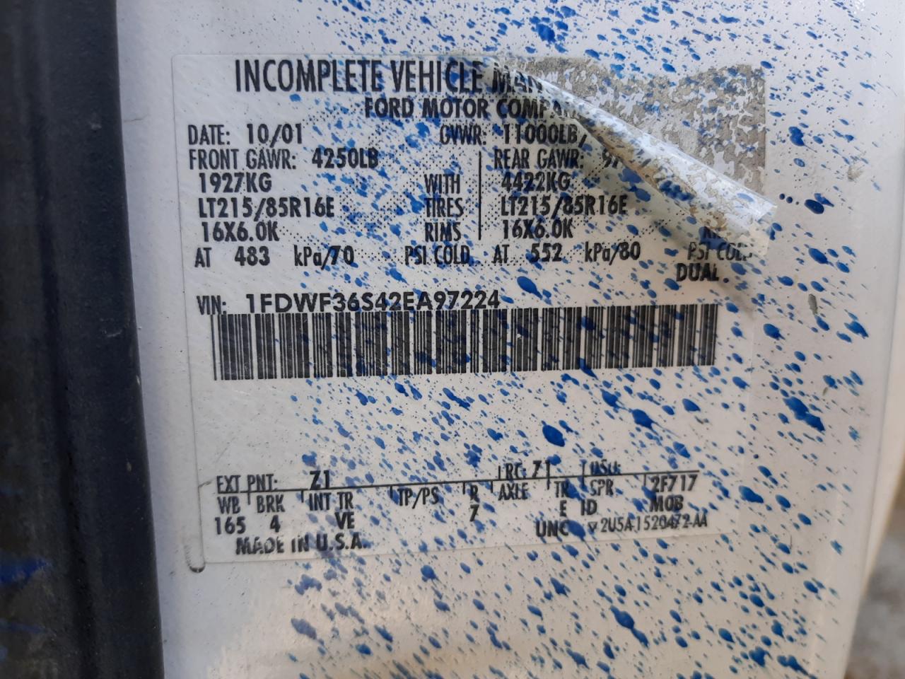 1FDWF36S42EA97224 2002 Ford F350 Super Duty