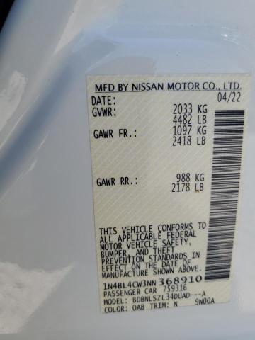 2022 Nissan Altima Sr VIN: 1N4BL4CW3NN368910 Lot: 59021764