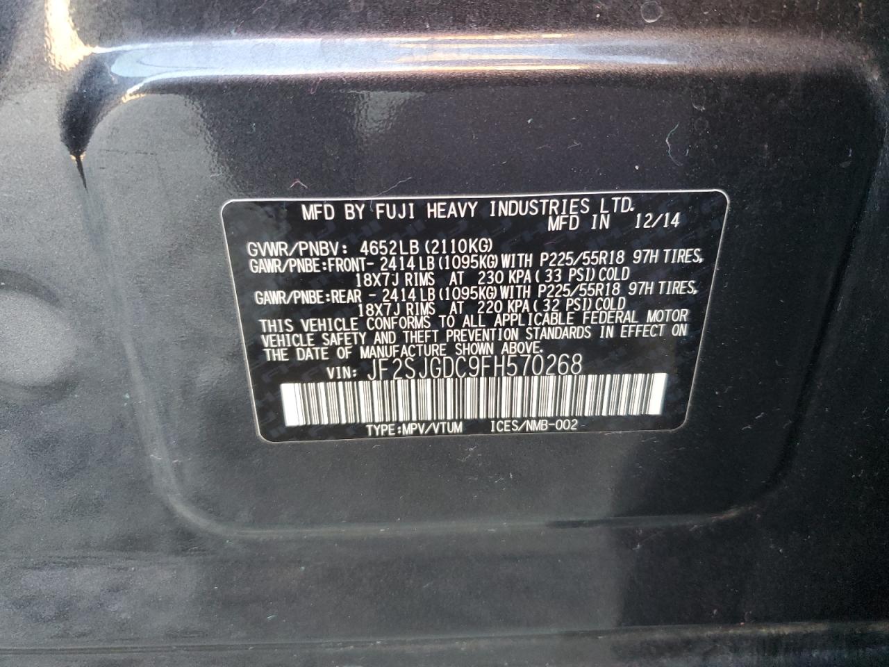 JF2SJGDC9FH570268 2015 Subaru Forester 2.0Xt Premium