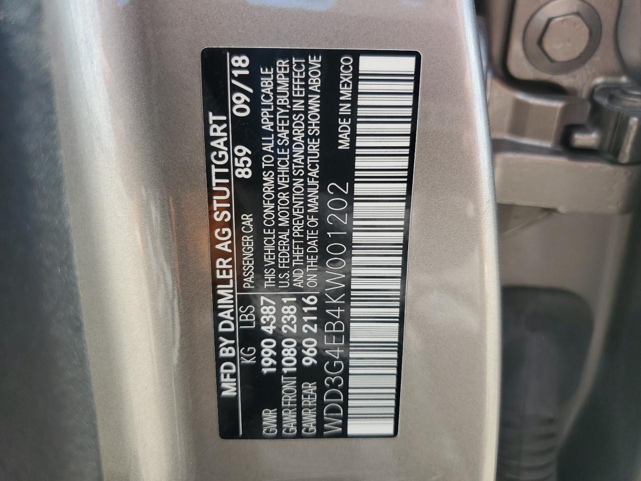 WDD3G4EB4KW001202 2019 Mercedes-Benz A 220