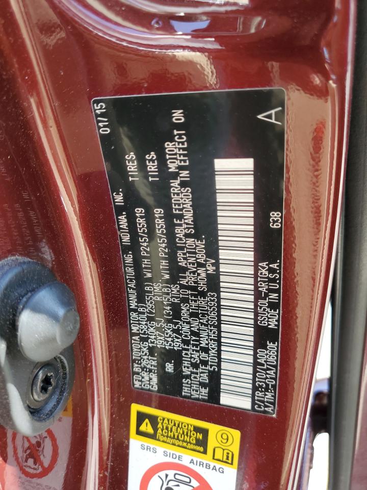 5TDYKRFH5FS065933 2015 Toyota Highlander Limited