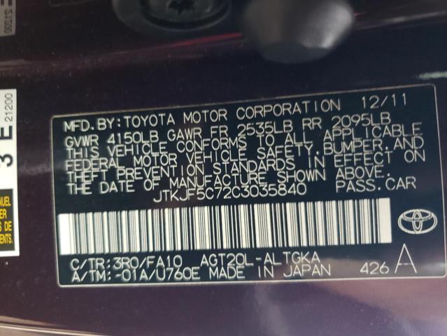 2012 Toyota Scion Tc VIN: JTKJF5C72C3035840 Lot: 60452604