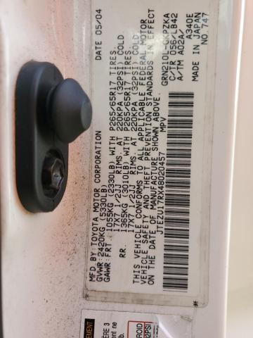 2004 Toyota 4Runner Limited VIN: JTEZU17RX48020457 Lot: 60166084