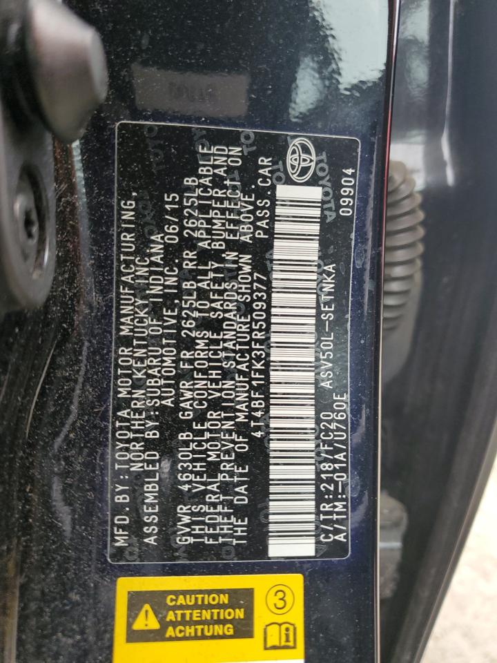 4T4BF1FK3FR509377 2015 Toyota Camry Le