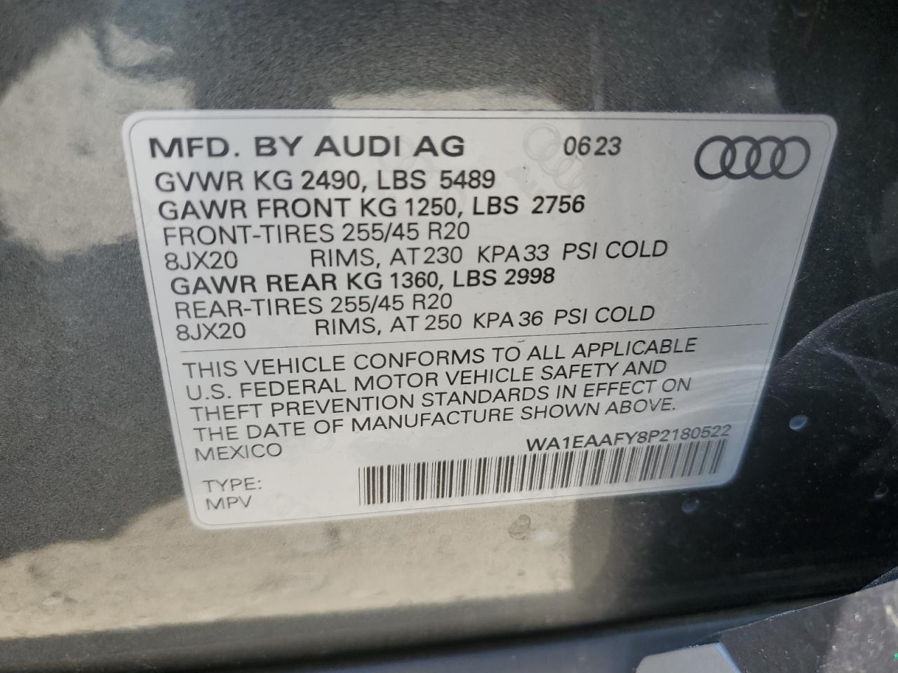 WA1EAAFY8P2180522 2023 Audi Q5 Premium Plus 45