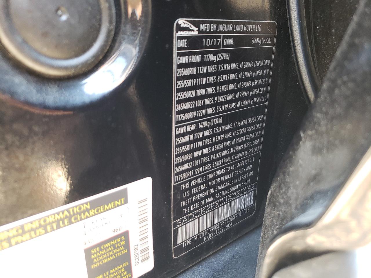 SADCK2FX0JA282082 2018 Jaguar F-Pace Prestige