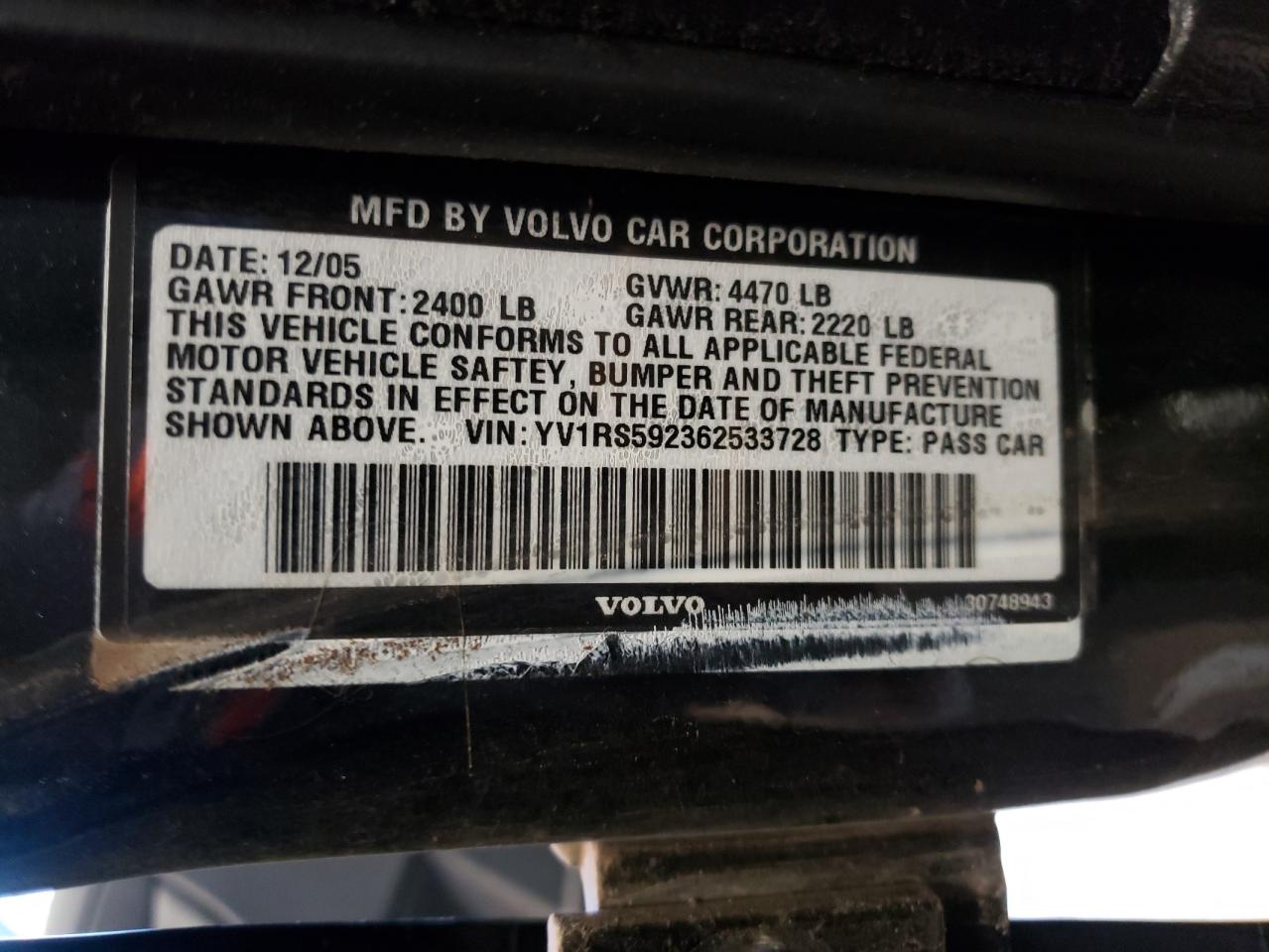 YV1RS592362533728 2006 Volvo S60 2.5T