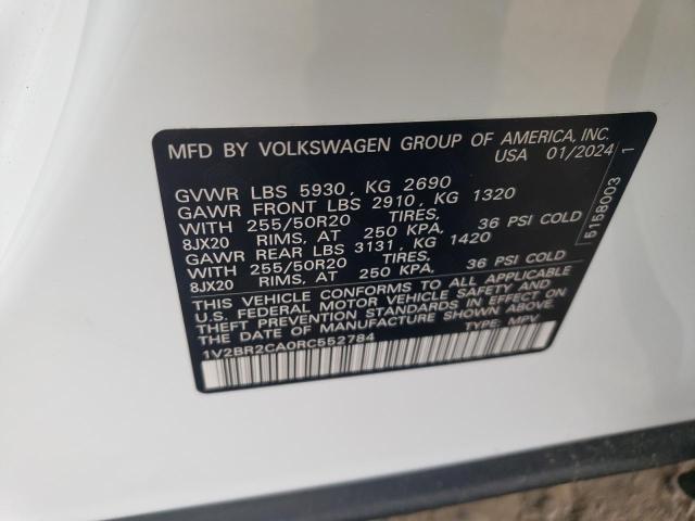 2024 Volkswagen Atlas Sel VIN: 1V2BR2CA0RC552784 Lot: 57926564