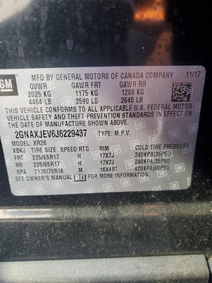 2GNAXJEV6J6229437 2018 Chevrolet Equinox Lt