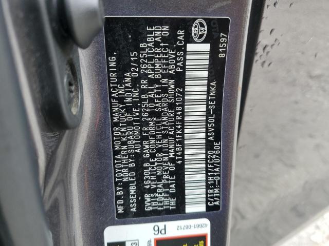 VIN 4T4BF1FK4FR481072 2015 Toyota Camry, LE no.12