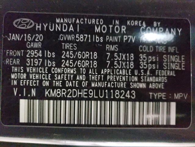 2020 Hyundai Palisade Sel VIN: KM8R2DHE9LU118243 Lot: 58482444